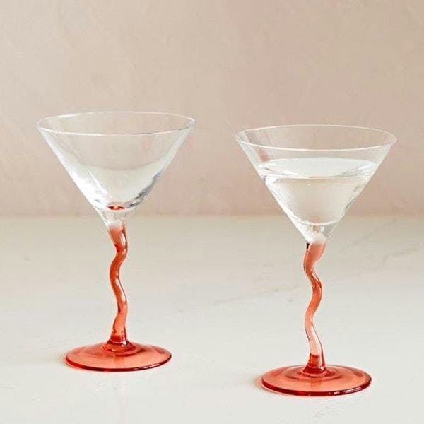 Wiggly stem martini glasses