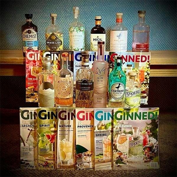 Month bottles and Ginned! Magazines